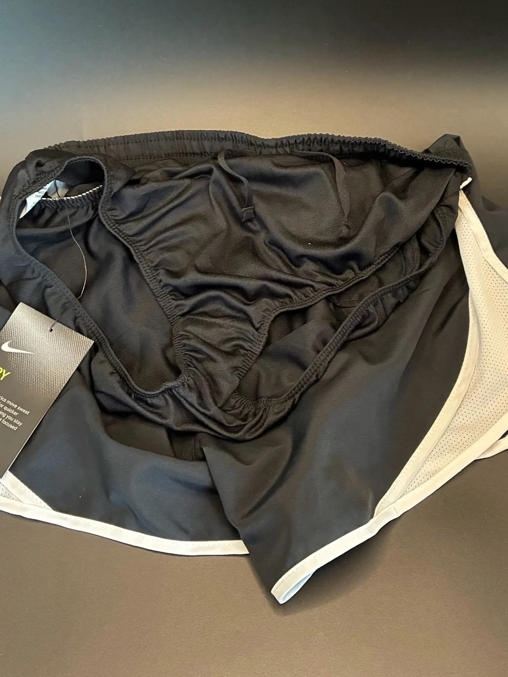 Nike Girls L Black Athletic Shorts with White Trim and inner panty NWT